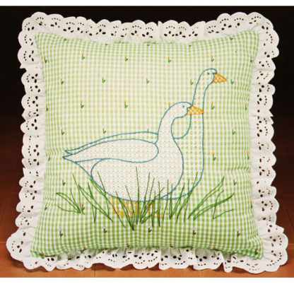 Spider Lace Embroidery Cushion Kit #4111 Lacy Country Geese